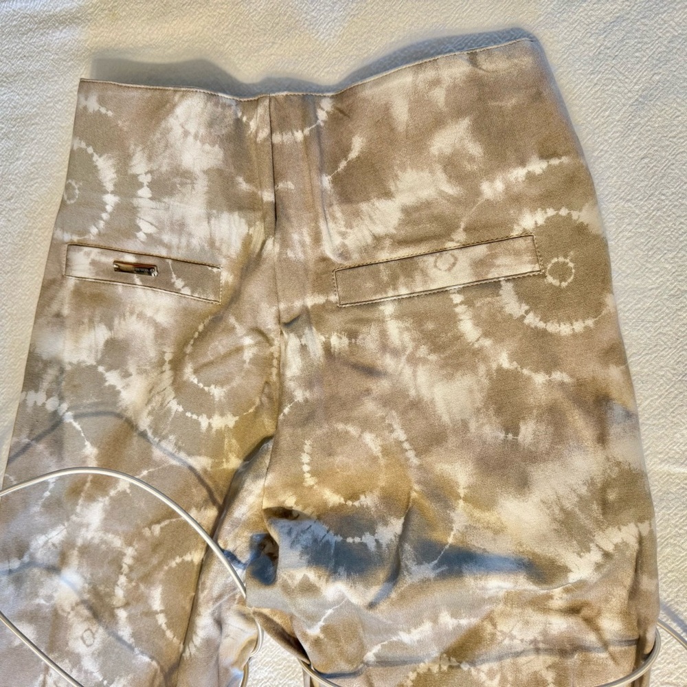 ❤️ Maniere de Voir Tan Printed Tie Up Dye High Waisted Flared Legging Pants 6 - Picture 10 of 15